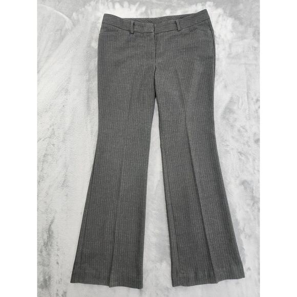 Worthington Modern Fit Striped Mid Rise Flare Leg Trouser Pants Size 10P Gray - Picture 1 of 10
